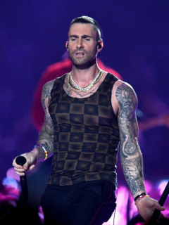 Adam Levine en el Super Bowl de 2019.