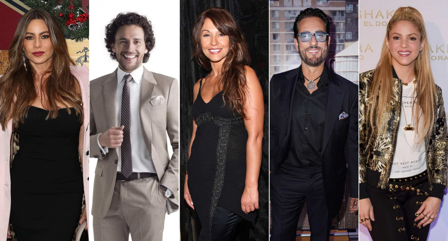 Los actores Sofía Vergara, Iván López, Amparo Grisales y Miguel Varoni, y la cantante Shakira.