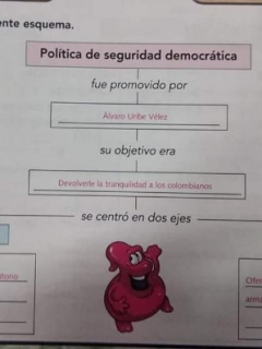 Seguridad democrática en texto de Santillana