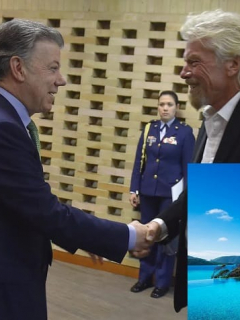 Juan Manuel Santos y Richard Branson
