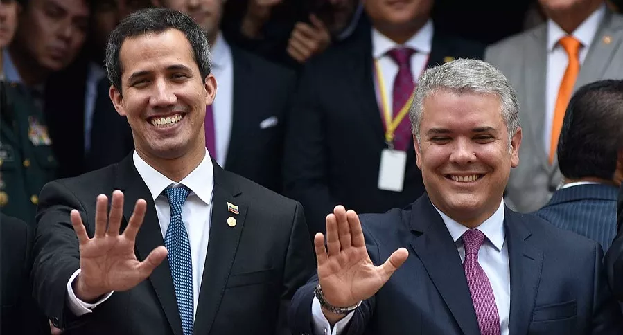 Juan Guaidó e Iván Duque durante un evento público en Colombia.