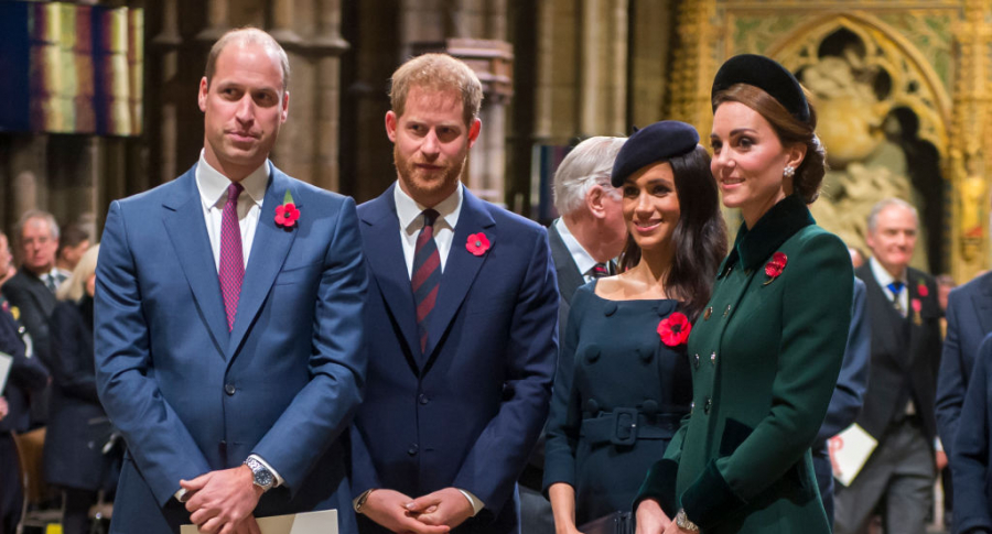 Príncipes William y Harry, Meghan Markle, y Kate Middleton