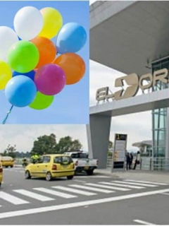 Globo de helio en aeropuerto El Dorado