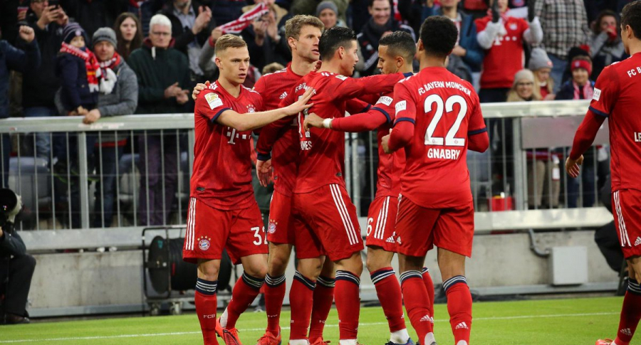 Bayern Múnich celebrando el gol de James Rodríguez