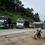 Camiones bloqueados en Caldono, Cauca