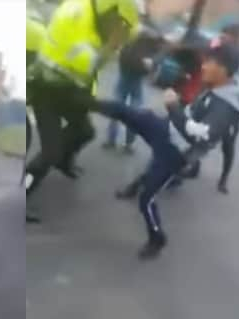 Pelea policía.