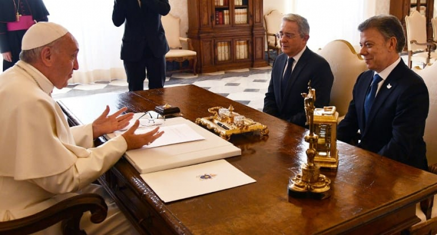 Reunión de Juan Manuel Santos y Álvaro Uribe con el Papa Francisco