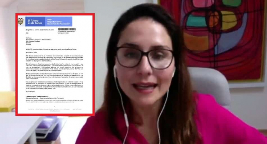 Paola Ochoa y carta del Departamento Nacional de Planeación