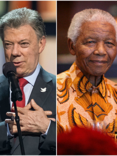 Juan Manuel Santos y Nelson Mandela (Q.E,P.D.)