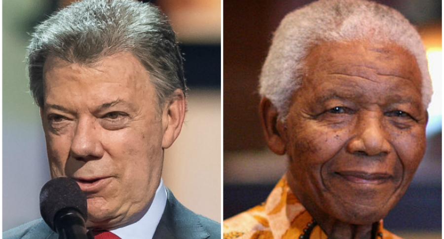Juan Manuel Santos y Nelson  Mandela (Q.E,P.D.)