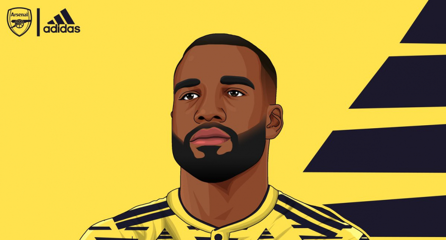 Gráfico de Alexander Lacazette con la camiseta alternativa tentativa de Arsenal