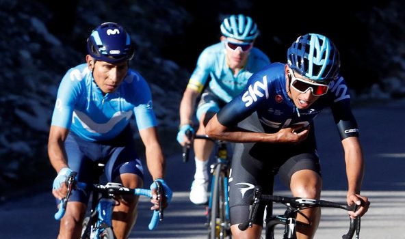 Egan Bernal, Nairo Quintana y Miguel Ángel López