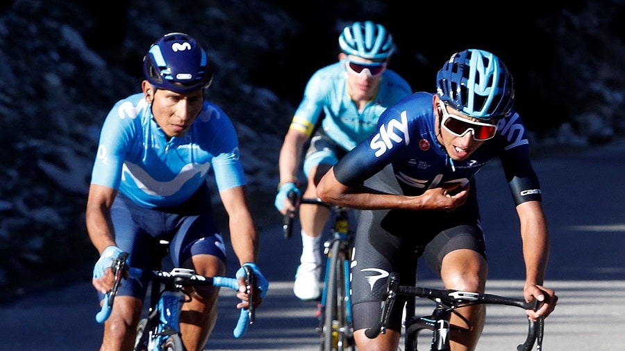 Egan Bernal, Nairo Quintana y Miguel Ángel López