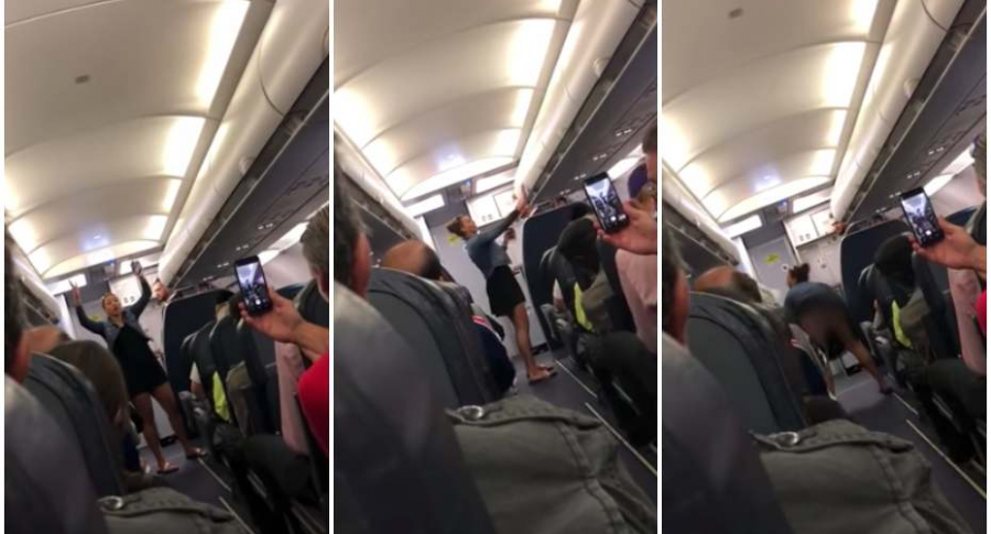 Mujer hace 'twerking' en un avión.