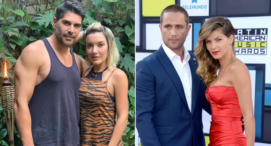 Juan Pablo Llano, presentador, con su esposa Catalina Gómez, exprotagonista de novela; y Michel Brown, actor, con su pareja y colega, Margarita Múñoz.