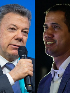 Juan Manuel Santos y Juan Guaidó