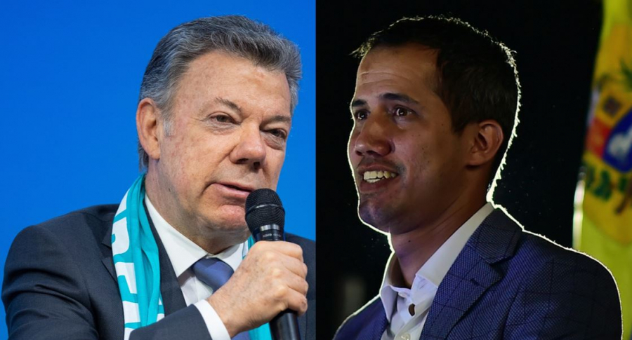 Juan Manuel Santos y Juan Guaidó