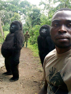 Selfie de un cuidador de gorilas en Virunga