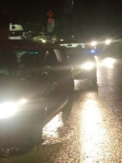Trancón por lluvias