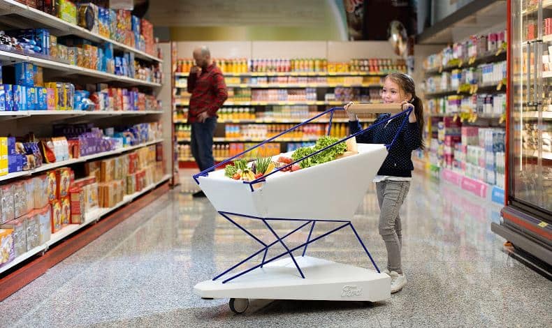 Carro para supermercado futurista