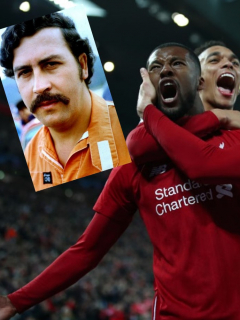 Pablo Escobar y jugadores del Liverpool
