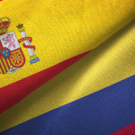 Banderas de España y Colombia