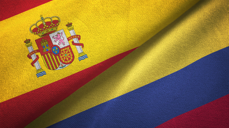 Banderas de España y Colombia
