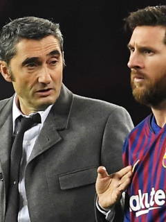Ernesto Valverde y Lionel Messi