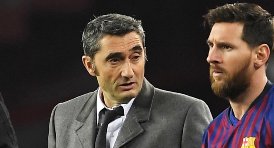 Ernesto Valverde y Lionel Messi