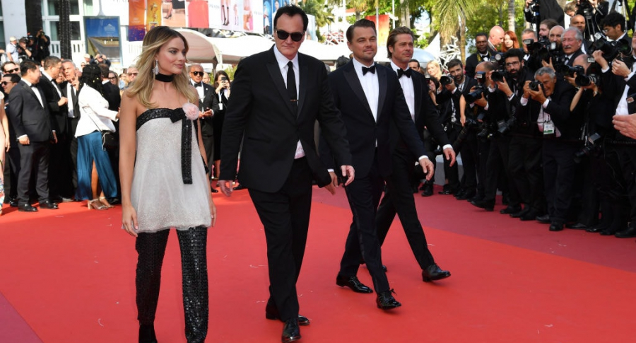 Margot Robbie, Quentin Tarantino, Leonardo DiCaprio y Brad Pitt