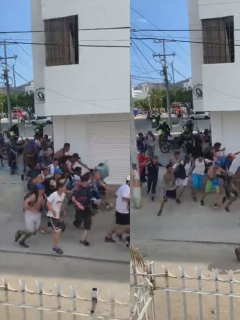 Sujetos con armas blancas huyendo de Policía.