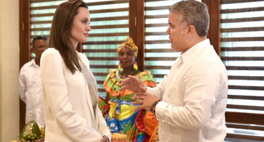 Angelina Jolie, actriz, e Iván Duque, presidente de Colombia.