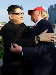 Imitadores de Kim Jong-un y Donald Trump