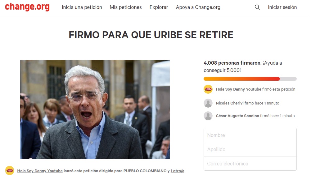 Captura de petición creada por Daniel Ospina