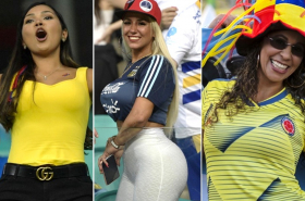 Hinchas de Colombia y Argentina