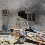 Fachada golpeada por cohete/misil