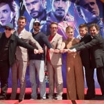 Kevin Feige, Chris Hemsworth, Chris Evans, Robert Downey Jr., Scarlett Johansson, Jeremy Renner y Mark Ruffalo.