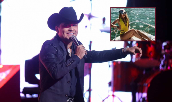 Christian Nodal, cantante, y su novia María Guzmán.