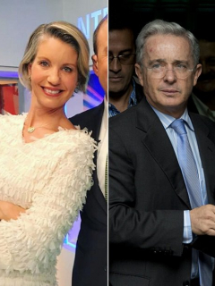 Andrés Felipe Arias, exministro de Agricultura; Claudia Gurisatti, periodista; y Álvaro Uribe, expresidente y senador.