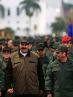 Nicolás Maduro y militares de Venezuela