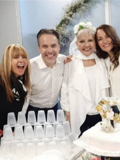 El elenco de 'Sábados felices' en el matrimonio de 'la Gorda' Fabiola y 'Polilla'.