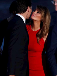 Saludo Melania Trump con Justin Trudeau