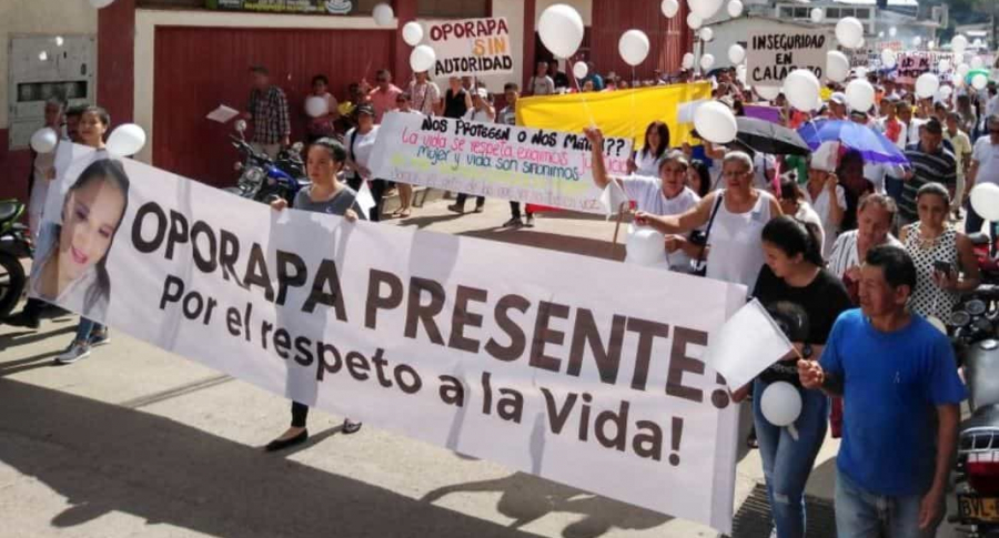 Protesta por muerte de mujer en Oporapa