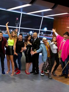 Sara Uribe, 'Lokillo', Laura Tobón, 'Boyacomán', Jessica Cediel, Santiago Rodríguez, 'Suso', Greeicy Rendón, 'Don Jediondo', Catalina Uribe y 'Jeringa', elenco de 'La vuelta al mundo en 80 risas'.