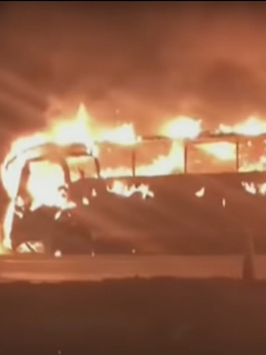 Bus incinerado en Soacha