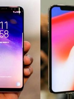 Teléfono Samsung y Teléfono Apple