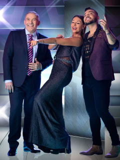 César Escola, Amparo Grisales y Jessi Uribe, jurados de 'Yo me llamo'.