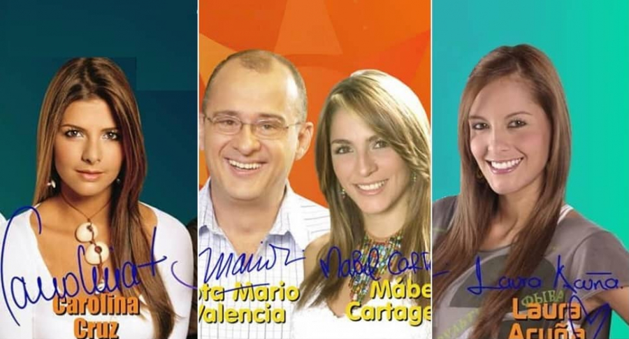 Carolina Cruz, Jota Mario Valencia, Mabel Cartagena y Laura Acuña, presentadores.