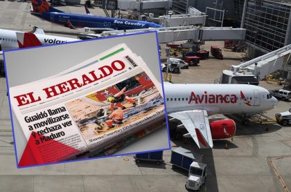 Periódico El Heraldo y avión de Avianca