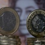 Moneda de Euro y moneda de Libra